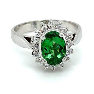 Certified Tsavorite 1.35ct Diamonds 18K Gold Ring